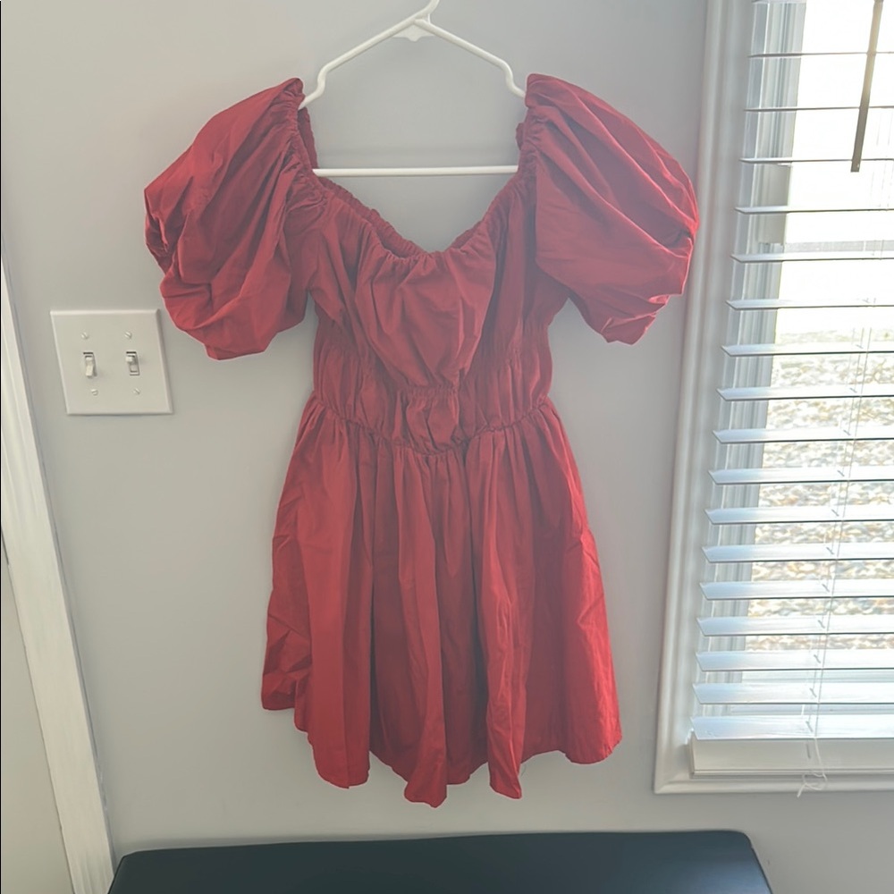 Red Puff Sleeve Dress